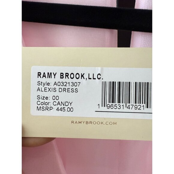 NWT RAMY BROOK Alexis Pink Mini Wrap Dress, Batwing Sleeves, Easter, Size 00 - Picture 7 of 9